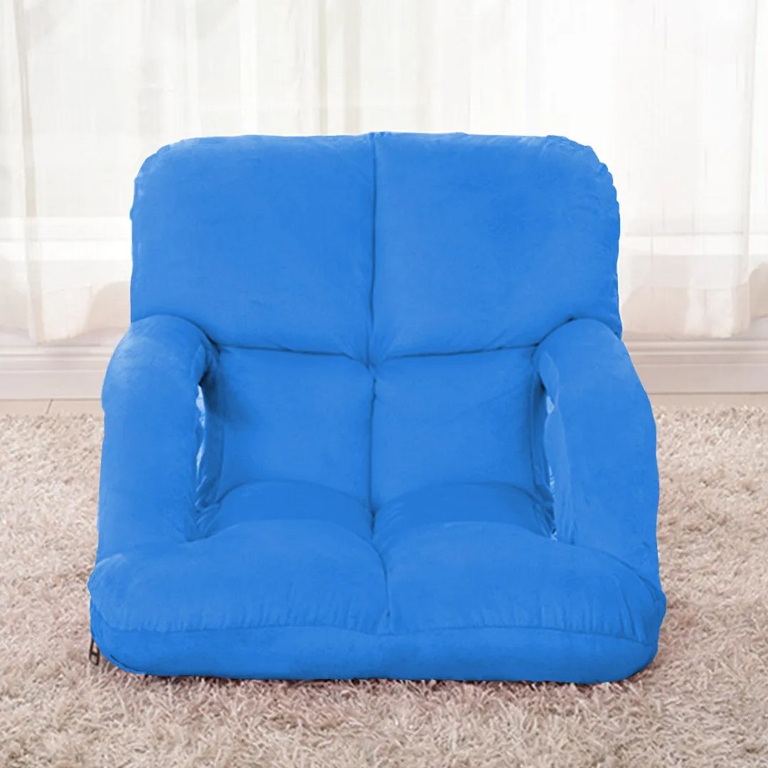 SOGA 2X Foldable Lounge Cushion Adjustable Floor Lazy Recliner Chair with Armrest Blue - Kid