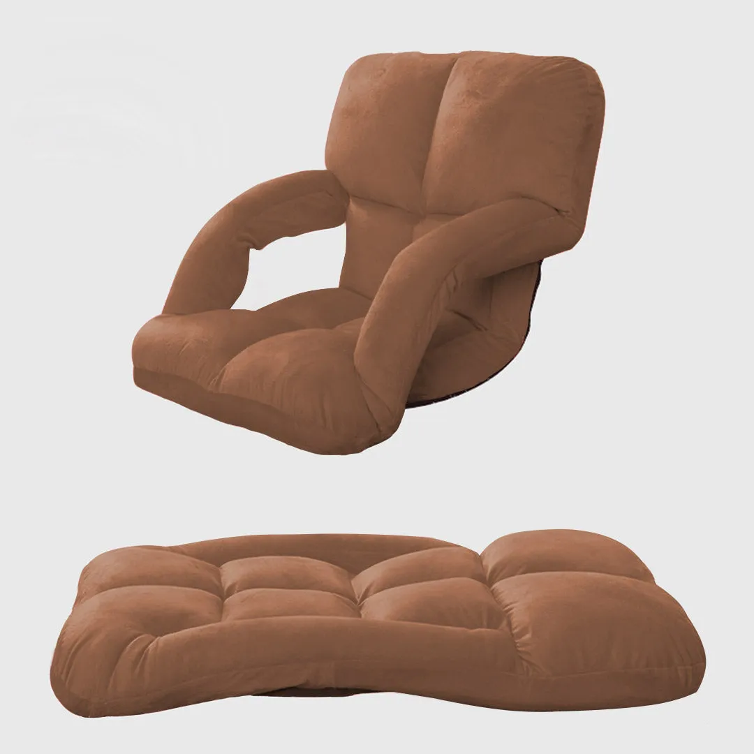 SOGA 2X Foldable Lounge Cushion Adjustable Floor Lazy Recliner Chair with Armrest Coffee - Kid