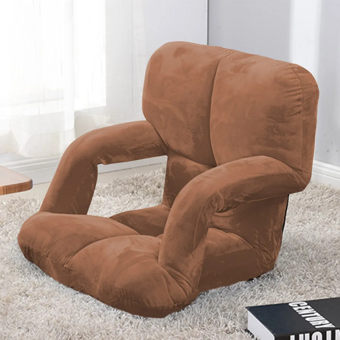SOGA 2X Foldable Lounge Cushion Adjustable Floor Lazy Recliner Chair with Armrest Coffee - Kid
