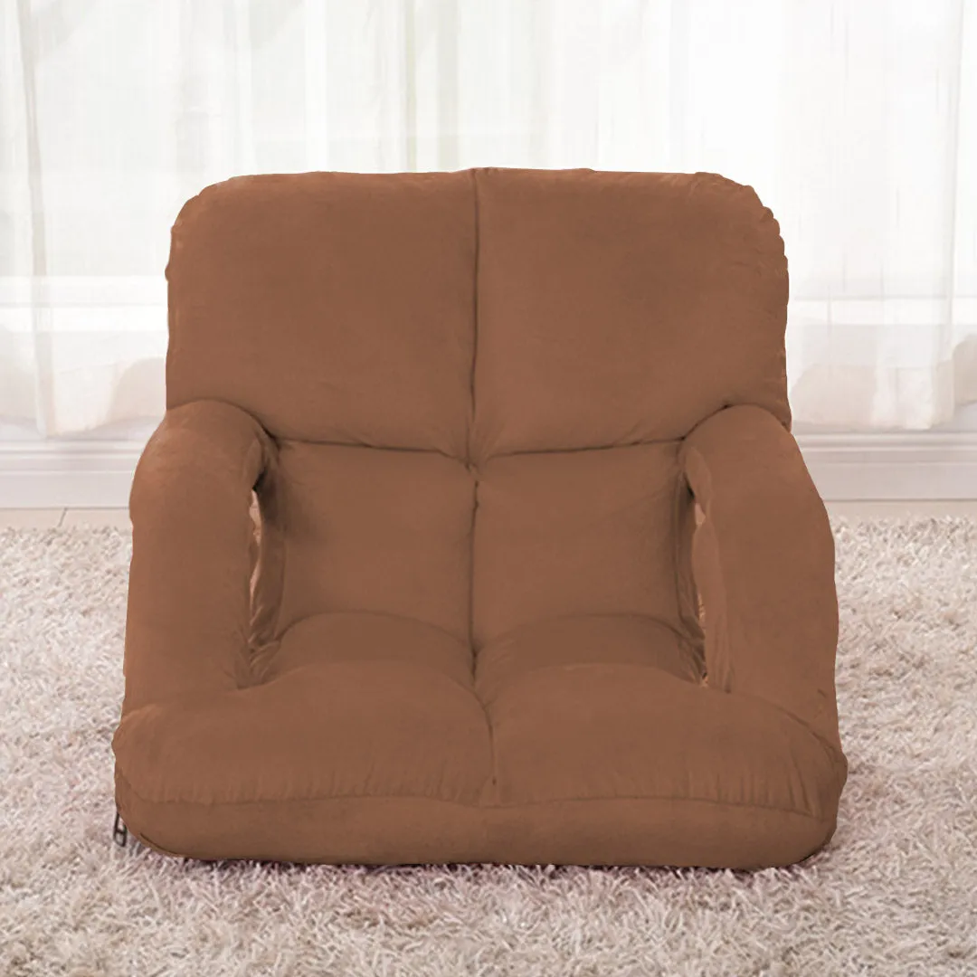 SOGA 2X Foldable Lounge Cushion Adjustable Floor Lazy Recliner Chair with Armrest Coffee - Kid
