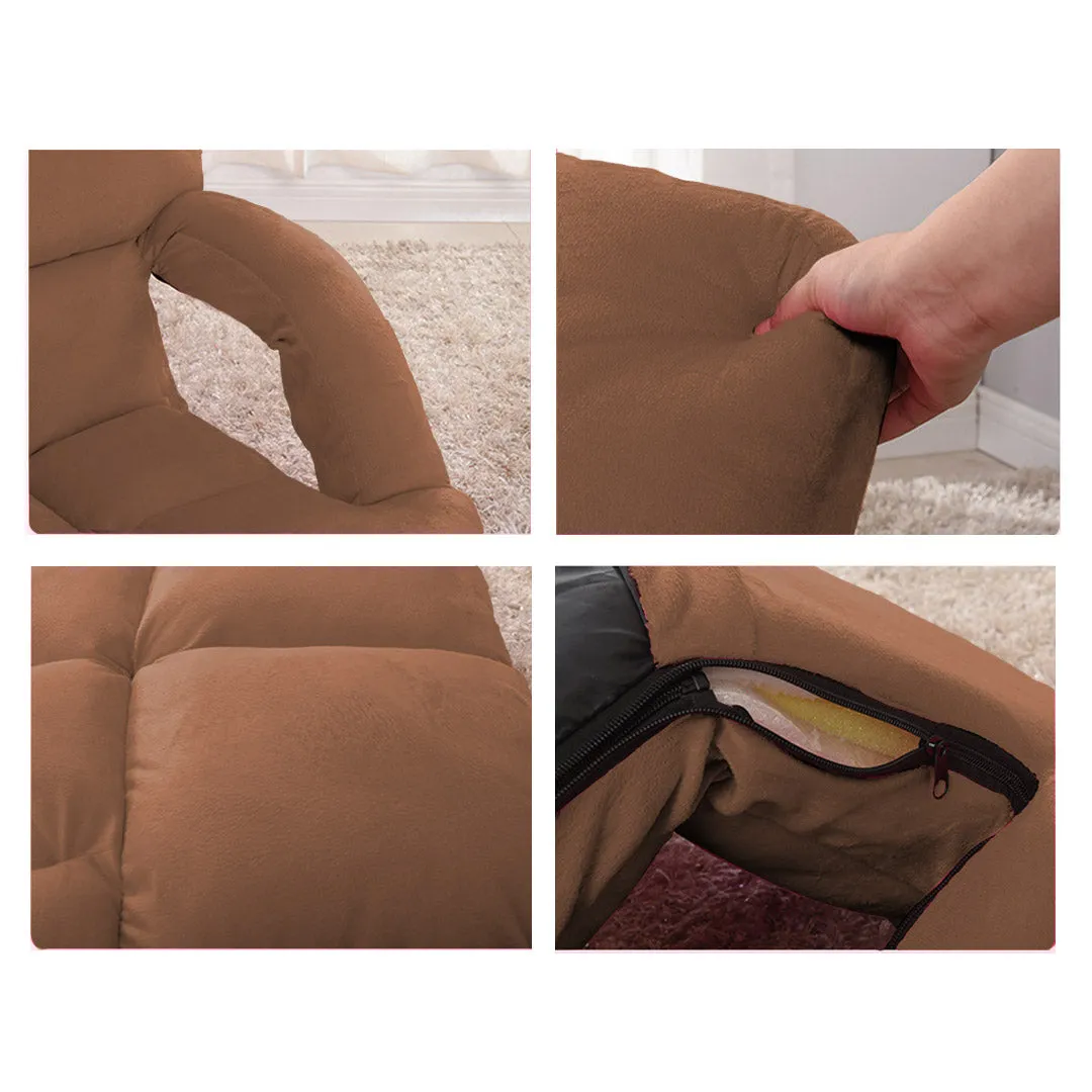 SOGA 2X Foldable Lounge Cushion Adjustable Floor Lazy Recliner Chair with Armrest Coffee - Kid