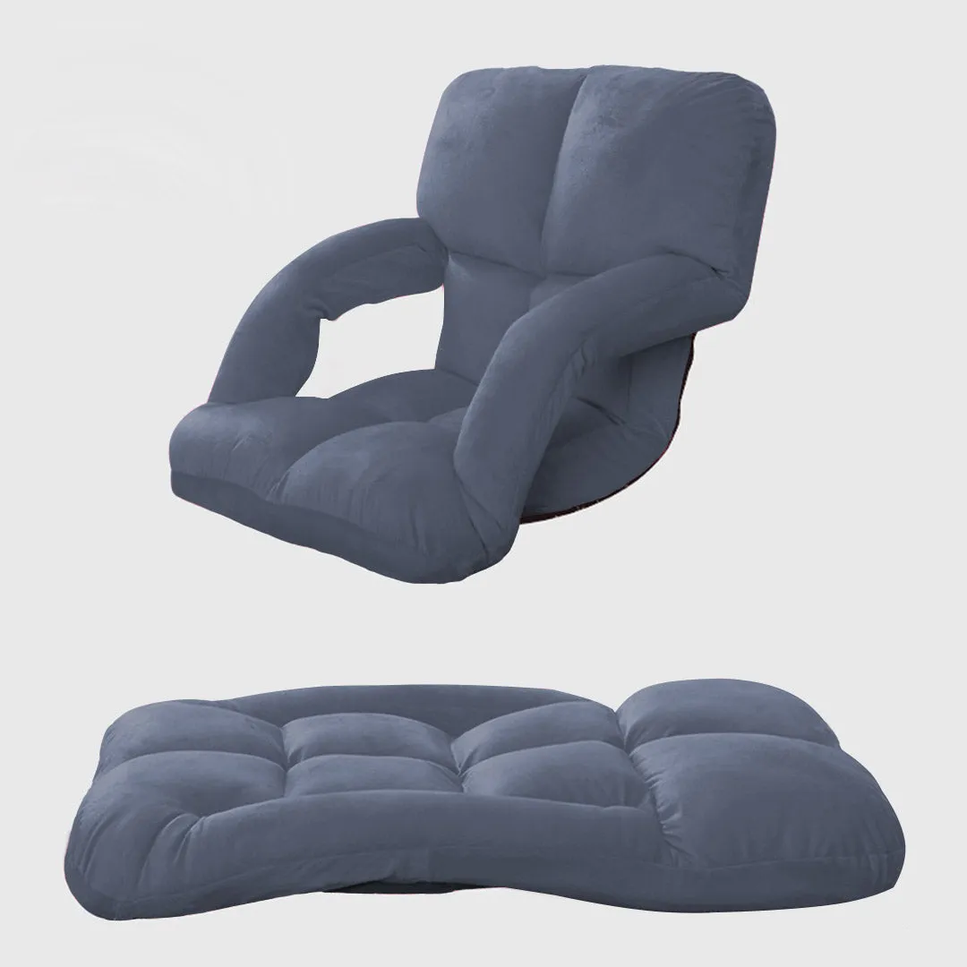 SOGA 2X Foldable Lounge Cushion Adjustable Floor Lazy Recliner Chair with Armrest Grey - Kid