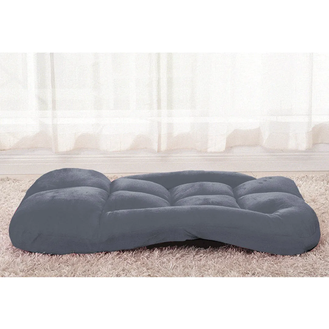 SOGA 2X Foldable Lounge Cushion Adjustable Floor Lazy Recliner Chair with Armrest Grey - Kid