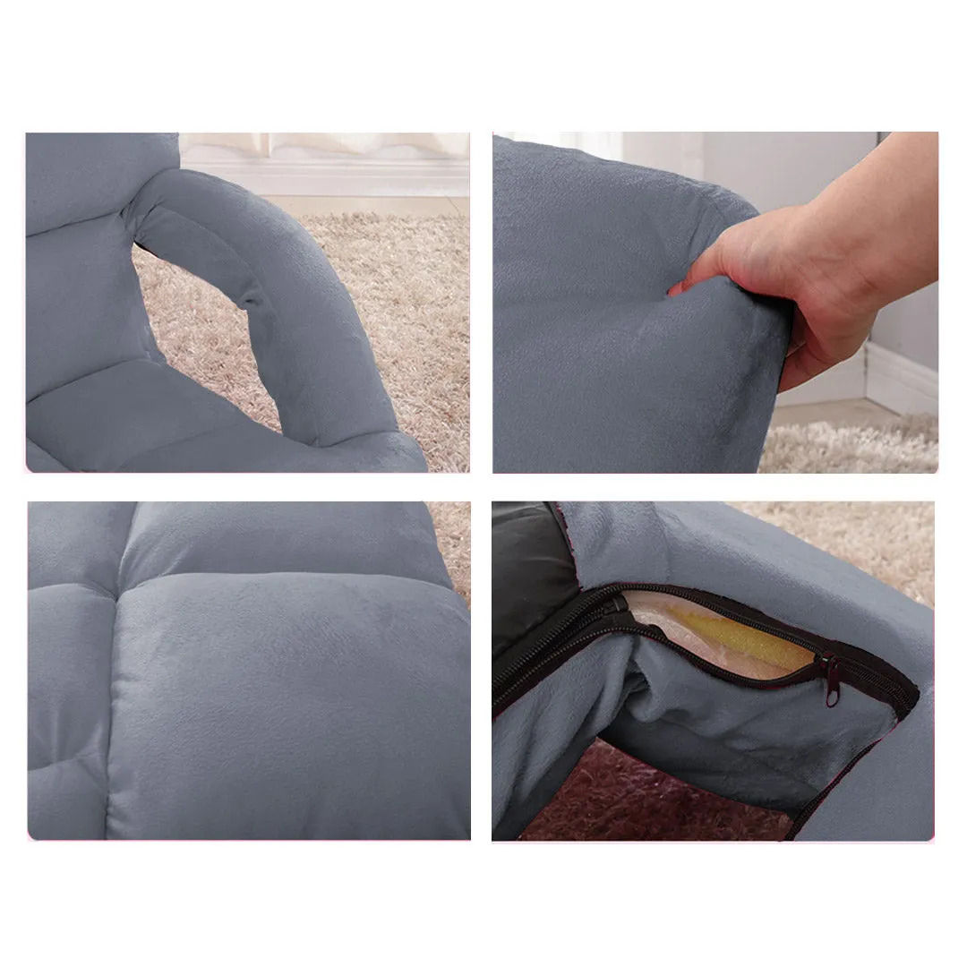 SOGA 2X Foldable Lounge Cushion Adjustable Floor Lazy Recliner Chair with Armrest Grey - Kid