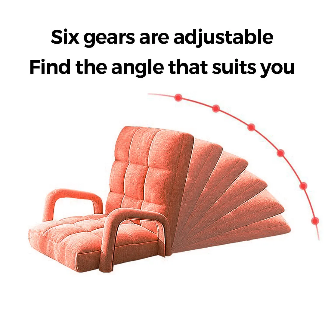SOGA Foldable Lounge Cushion Adjustable Floor Lazy Recliner Chair with Armrest Orange
