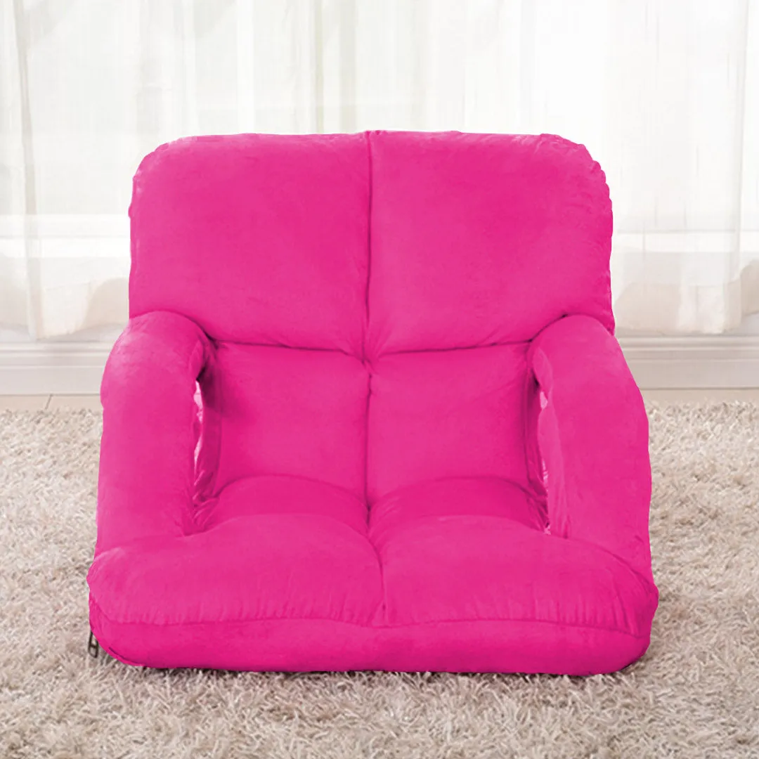 SOGA Foldable Lounge Cushion Adjustable Floor Lazy Recliner Chair with Armrest Pink - Kid