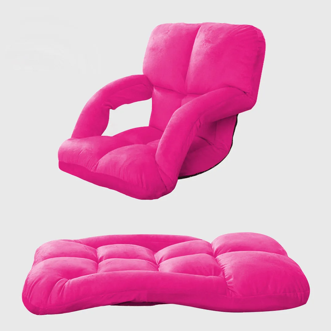 SOGA Foldable Lounge Cushion Adjustable Floor Lazy Recliner Chair with Armrest Pink - Kid