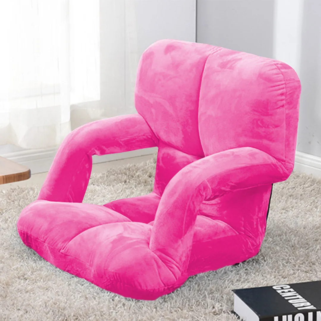 SOGA Foldable Lounge Cushion Adjustable Floor Lazy Recliner Chair with Armrest Pink - Kid