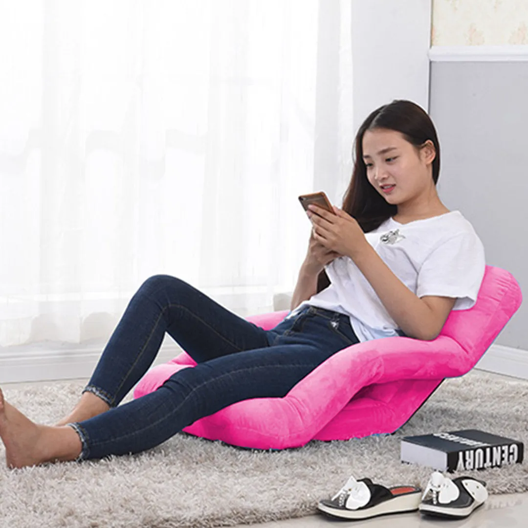 SOGA Foldable Lounge Cushion Adjustable Floor Lazy Recliner Chair with Armrest Pink - Kid