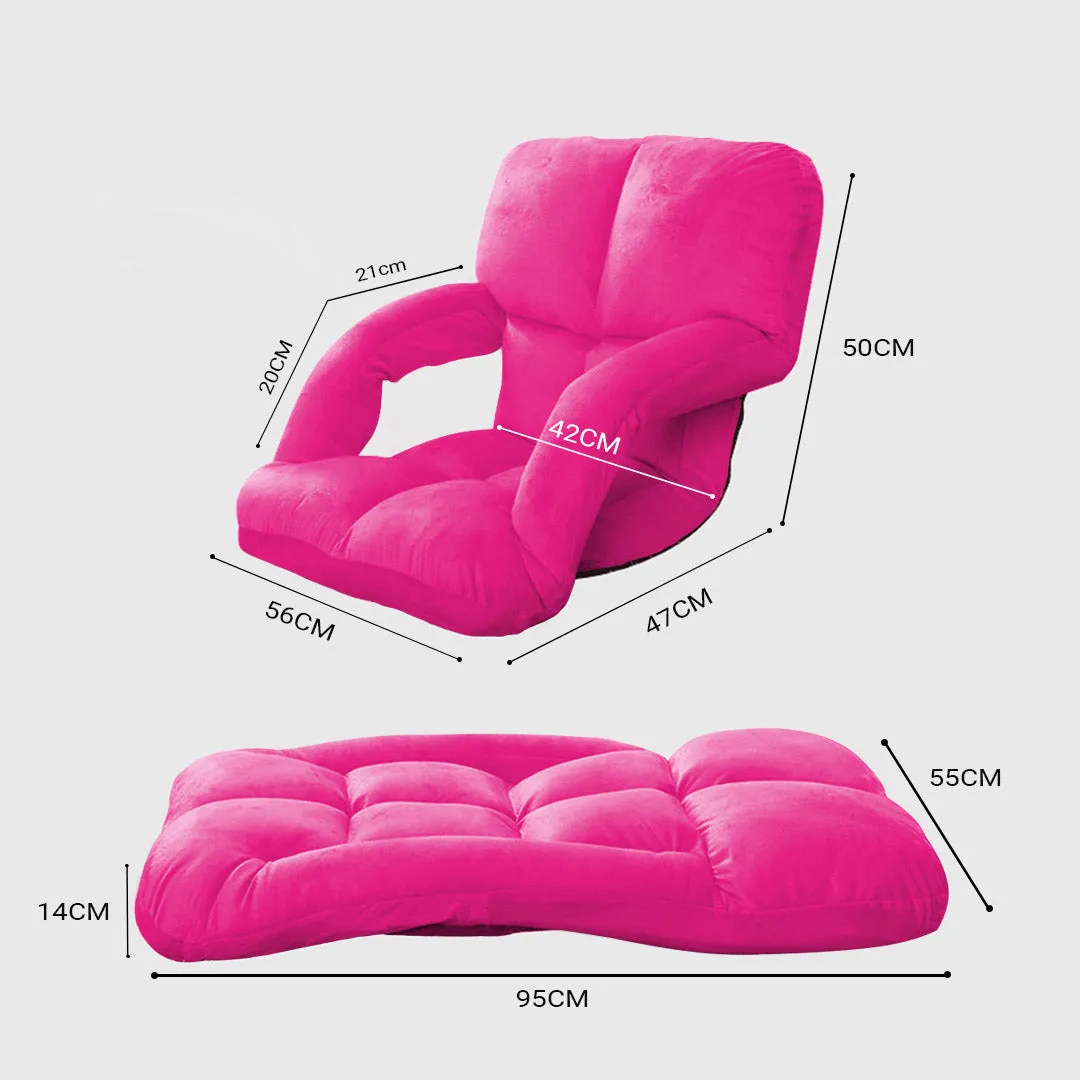 SOGA Foldable Lounge Cushion Adjustable Floor Lazy Recliner Chair with Armrest Pink - Kid