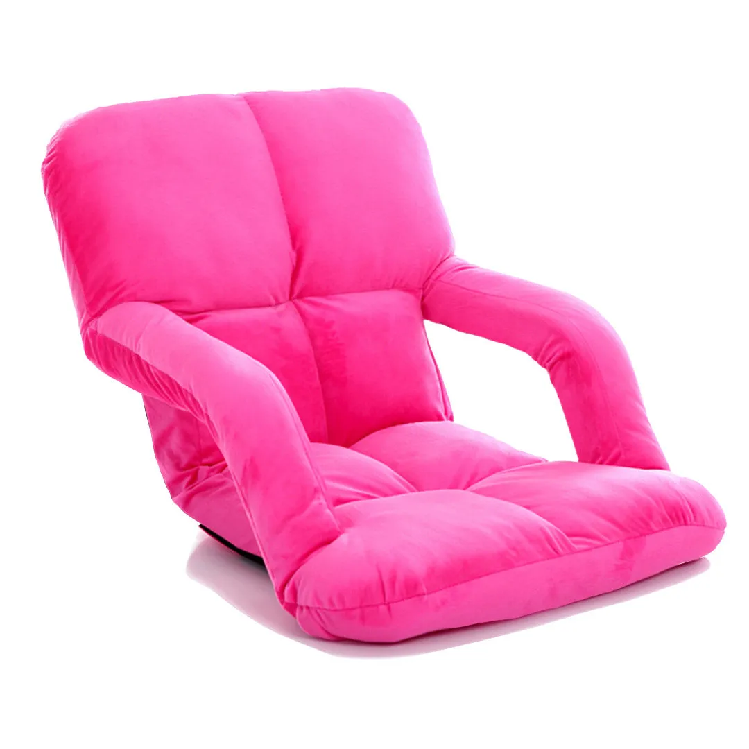 SOGA Foldable Lounge Cushion Adjustable Floor Lazy Recliner Chair with Armrest Pink - Kid