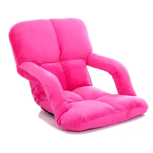 SOGA Foldable Lounge Cushion Adjustable Floor Lazy Recliner Chair with Armrest Pink - Kid