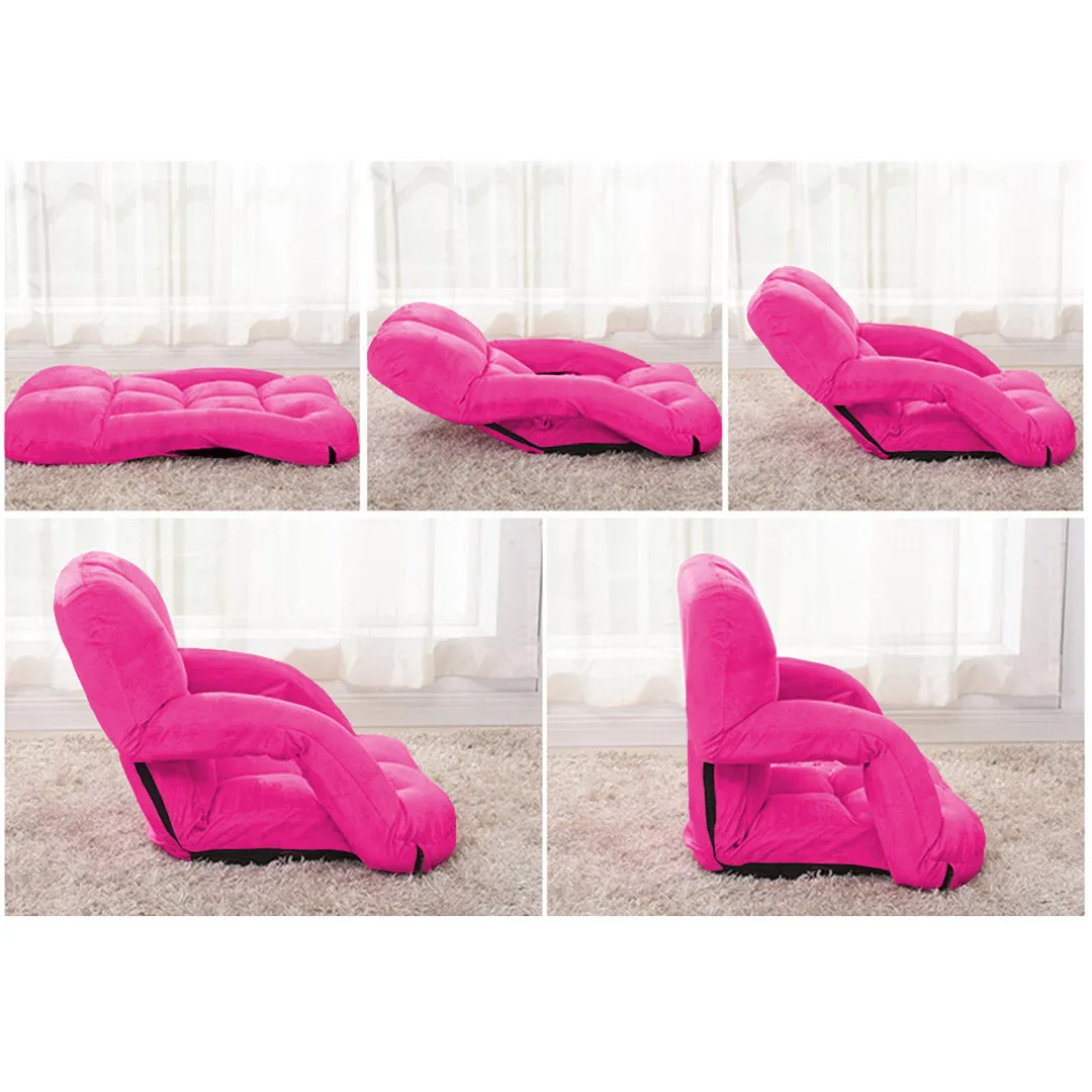 SOGA Foldable Lounge Cushion Adjustable Floor Lazy Recliner Chair with Armrest Pink - Kid