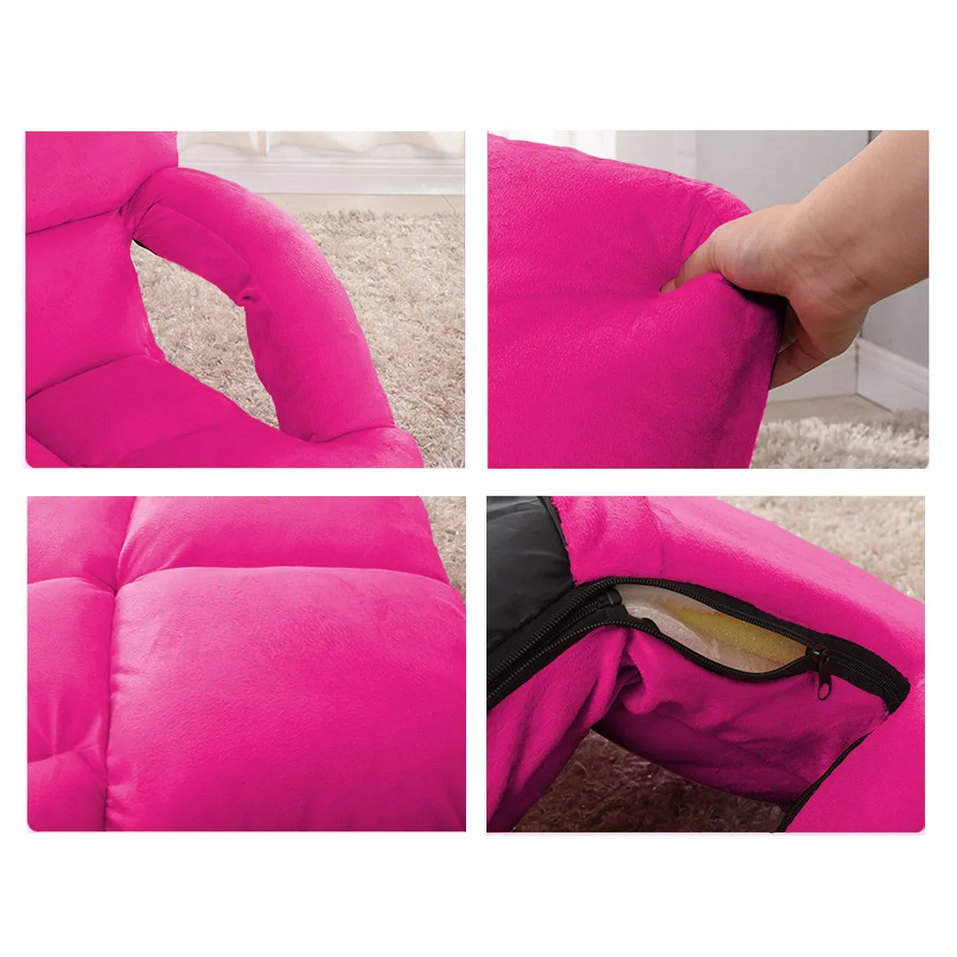 SOGA Foldable Lounge Cushion Adjustable Floor Lazy Recliner Chair with Armrest Pink - Kid
