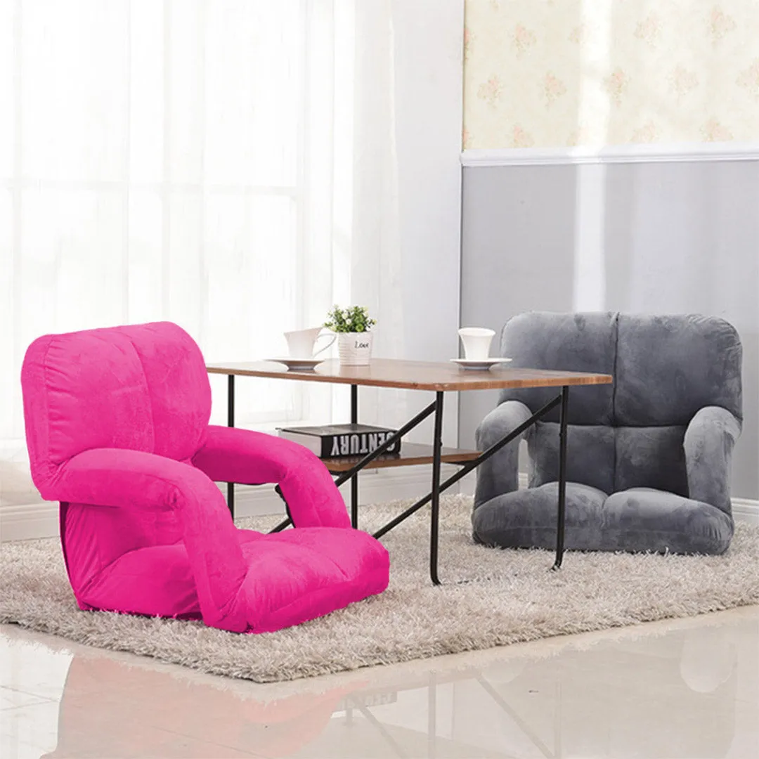SOGA Foldable Lounge Cushion Adjustable Floor Lazy Recliner Chair with Armrest Pink - Kid