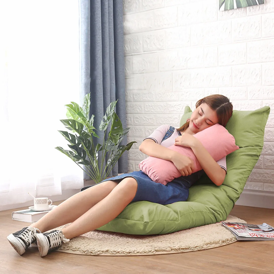 SOGA Lounge Floor Recliner Adjustable Lazy Sofa Bed Folding Game Chair Yellow Green