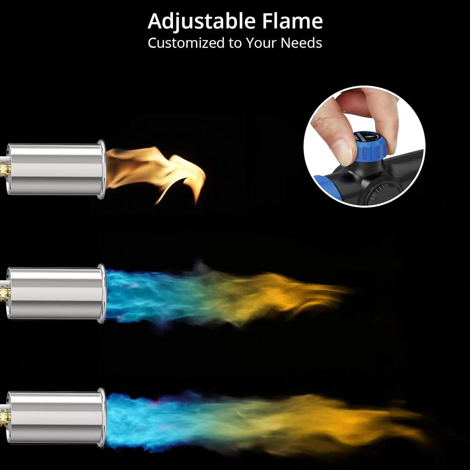 Sondiko Powerful Grill & Cooking Propane Torch L8010, Sous Vide, Campfire Starter, Adjustable Wood Torch Burner for Searing Steak, BBQ, Welding(Blue & Black) Propane Tank Not Included