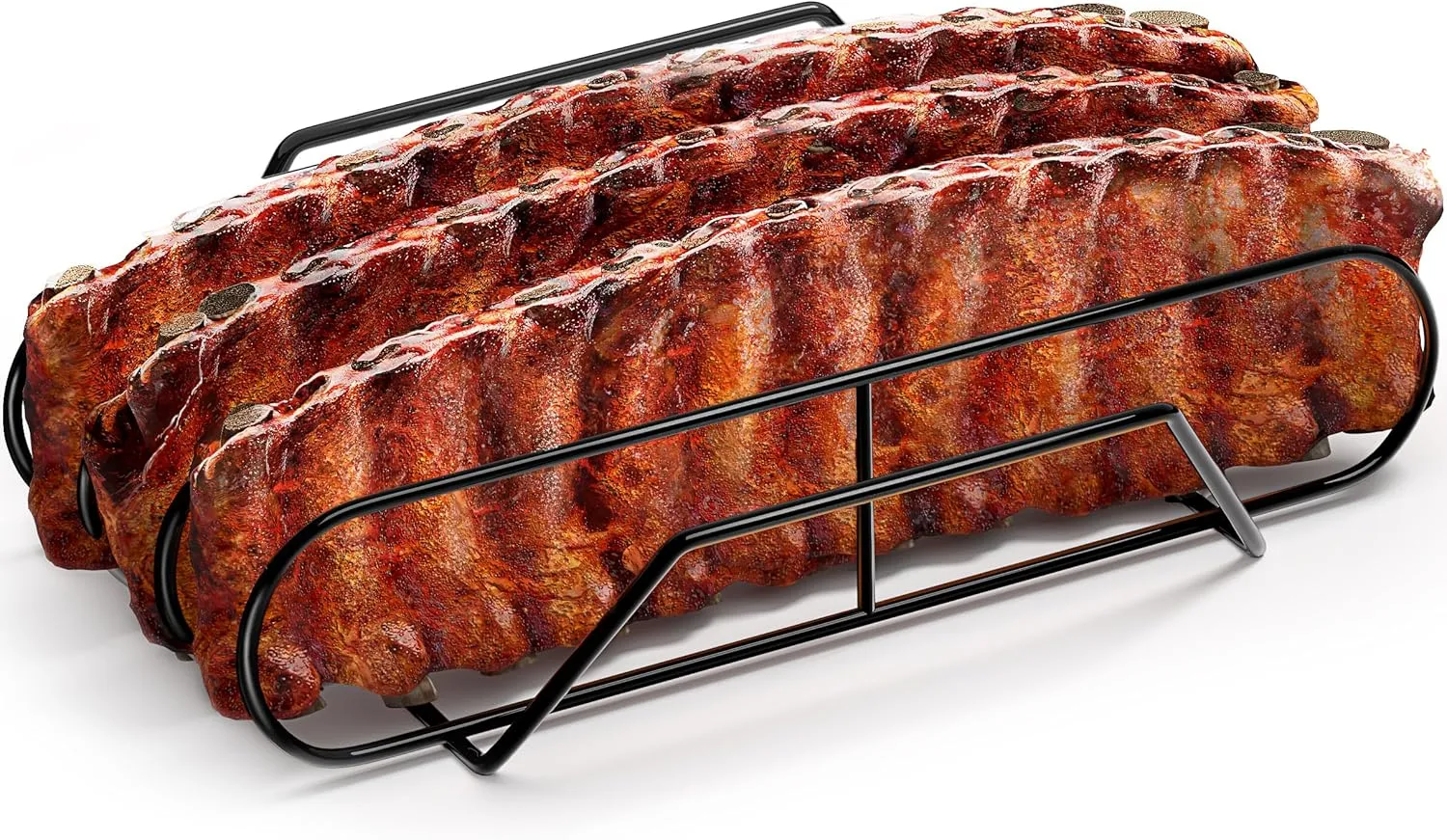 Sorbus Extra Large Non-Stick Rib Rack - Porcelain Coated Steel Roasting Stand – Holds 3 Full Rib Racks for Grilling & Barbecuing - Perfect BBQ Accessories for Smoker & Grill - Convenient Design, Black