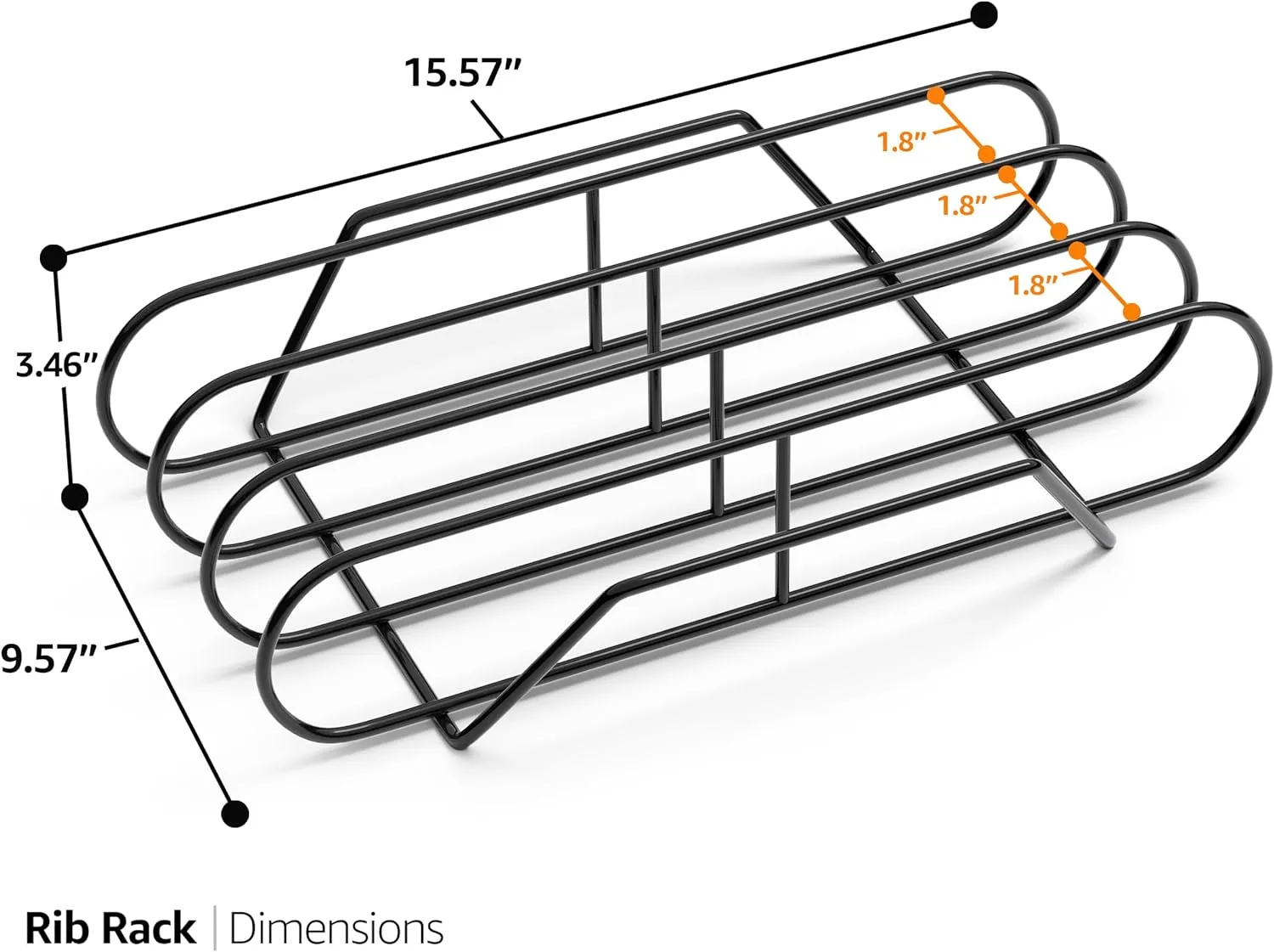 Sorbus Extra Large Non-Stick Rib Rack - Porcelain Coated Steel Roasting Stand – Holds 3 Full Rib Racks for Grilling & Barbecuing - Perfect BBQ Accessories for Smoker & Grill - Convenient Design, Black