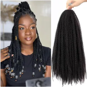 Spring Twist Marley Braiding Hair 16inch Crochet 6packs Afro Cuban Kinky Synthetic Hair Extension For Women (16inch, 6pcs, 1B)