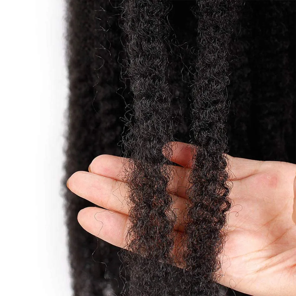 Spring Twist Marley Braiding Hair 16inch Crochet 6packs Afro Cuban Kinky Synthetic Hair Extension For Women (16inch, 6pcs, 1B)