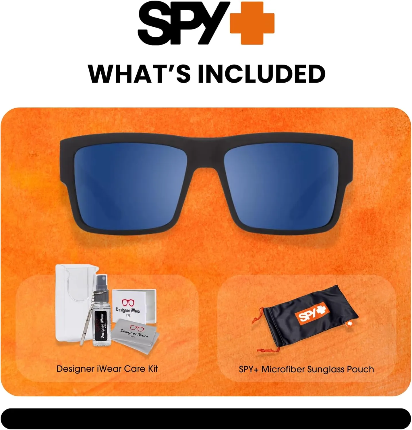 SPY Cyrus Square Sunglasses for Men for Women   BUNDLE with Designer iWear Eyewear Kit