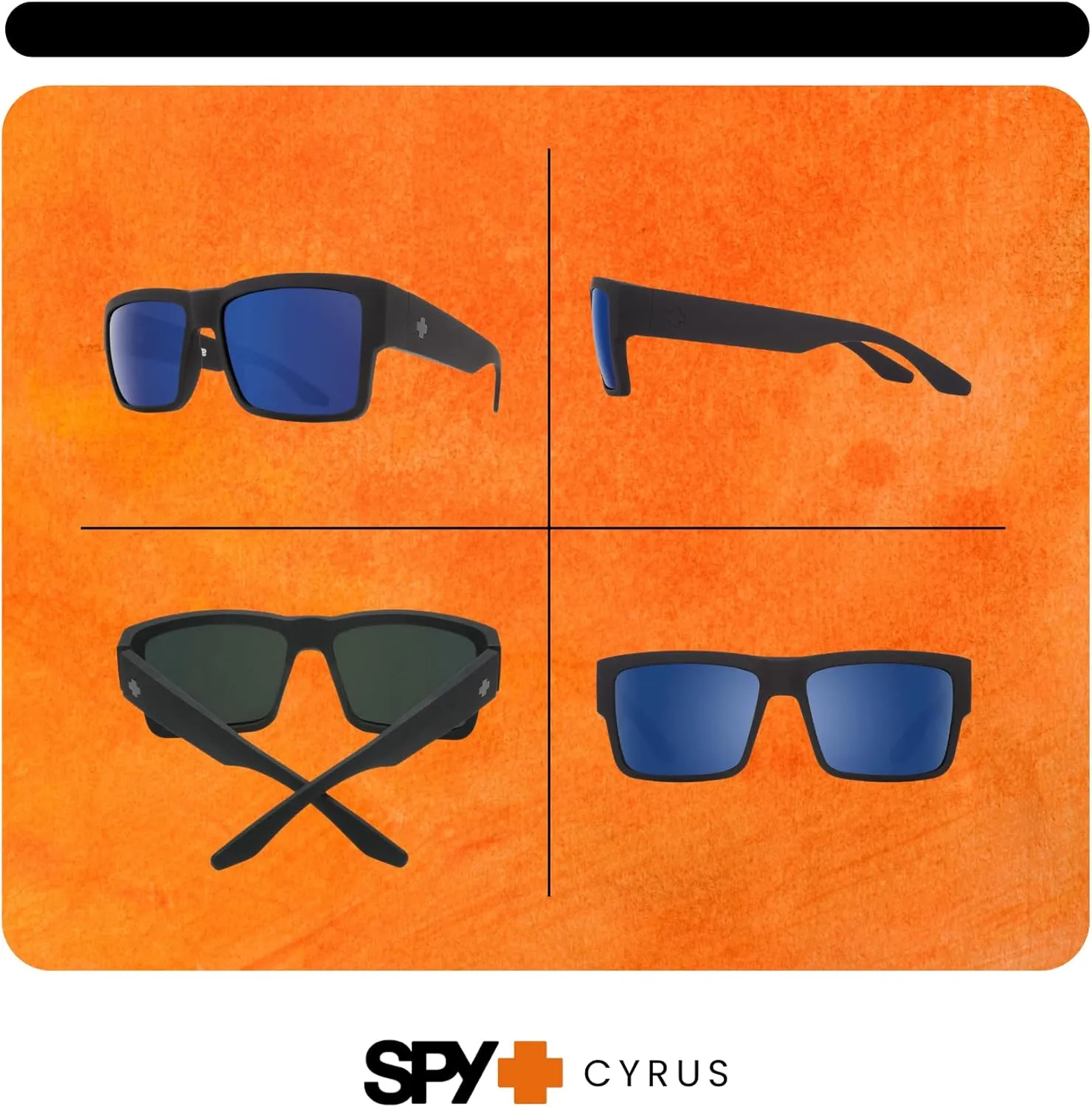 SPY Cyrus Square Sunglasses for Men for Women   BUNDLE with Designer iWear Eyewear Kit