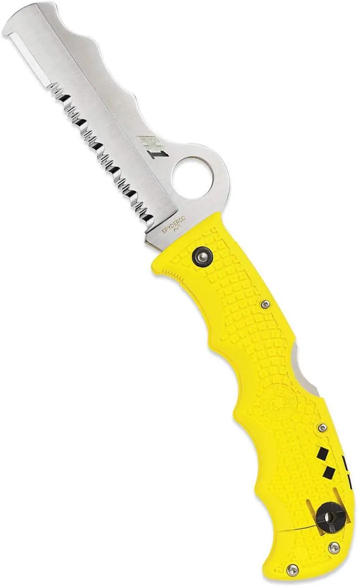 Spyderco Assist Salt Knife with 3.68" H-1 Corrosion-Resistant Stainless Steel Blade and Lightweight Yellow FRN Handle - SpyderEdge - C79PSYL