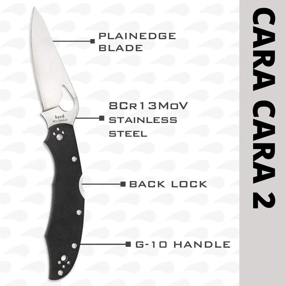 Spyderco Byrd Cara Cara 2 Knife with 3.75" Stainless Steel Blade and High Performance G-10 Handle - PlainEdge - BY03GP2
