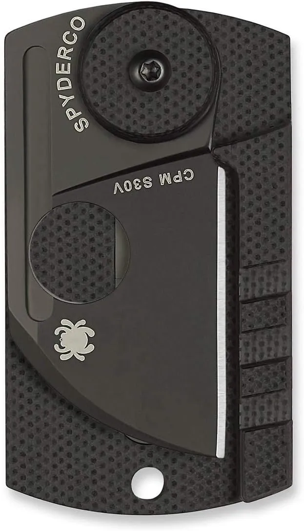 Spyderco Dog Tag Non-Locking Knife with 1.23" CPM S30V Steel Blade and Durable Black Carbon Fiber Handle - PlainEdge - C188CFBBKP
