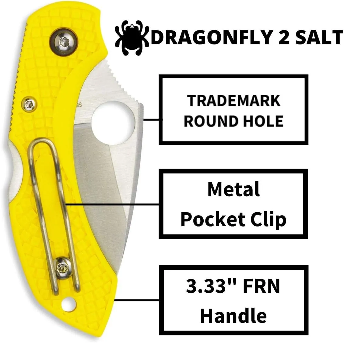 Spyderco Dragonfly 2 Salt FRN Yellow 2.28" Plain Edge Folding Pocket Knife (C28PYL2)