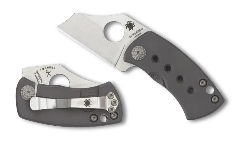 Spyderco McBee Plain Edge Premium Titanium Handle 1.52" Folding Pocket Knife (C236TIP)