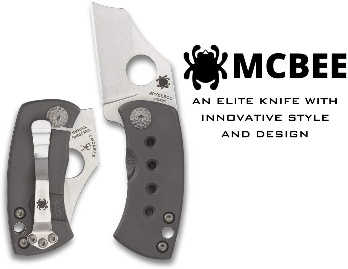 Spyderco McBee Plain Edge Premium Titanium Handle 1.52" Folding Pocket Knife (C236TIP)