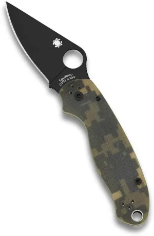 Spyderco Para 3 Camo Signature Folding Utility Pocket Knife with 2.95" Black CPM S45VN Blade and G-10 Handle - Everyday Carry - PlainEdge - C223GPCMOBK
