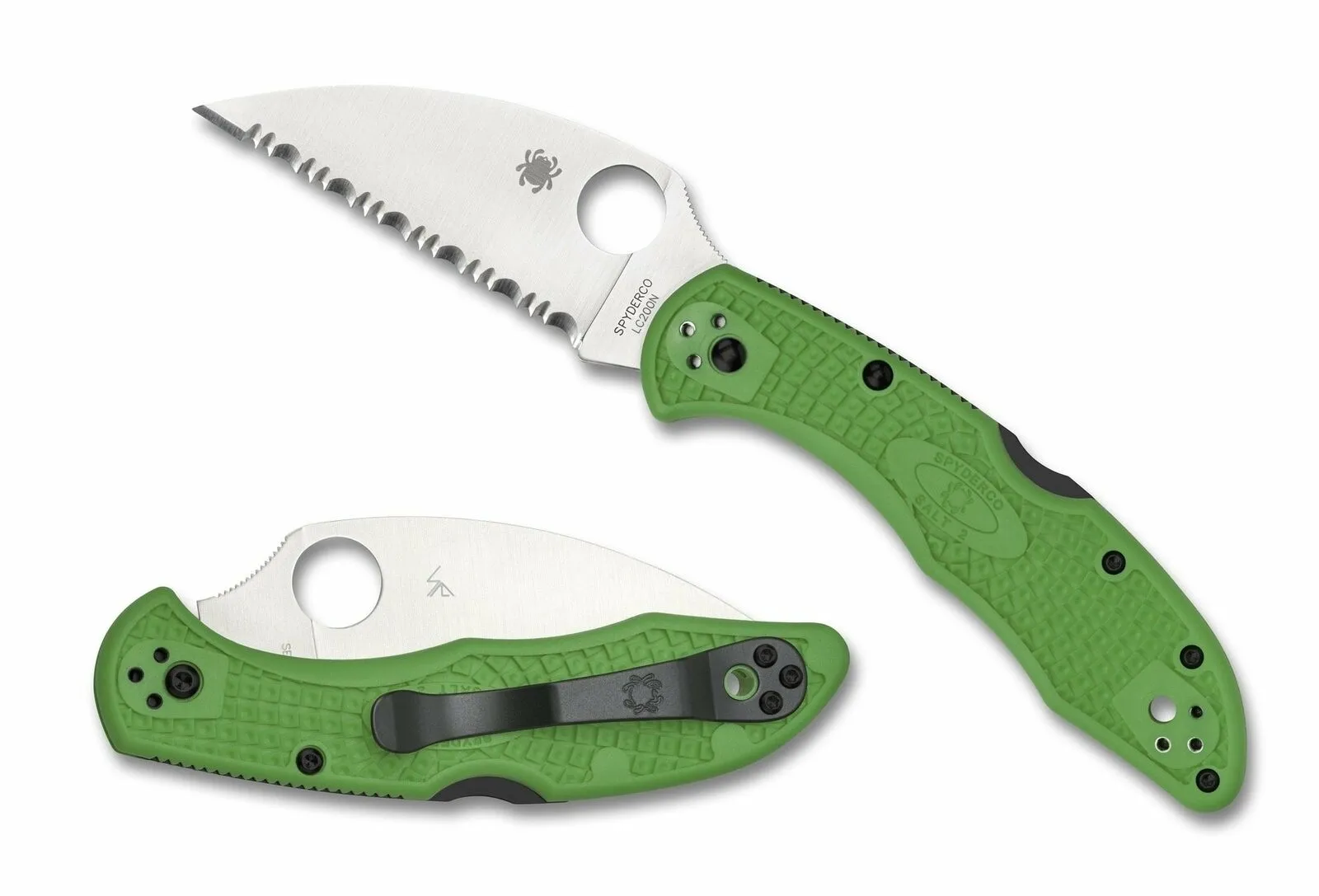 Spyderco Salt 2 Green LC200N Wharncliffe 3" Spyder Edge Folding Pocket Knife (C88FSWCGR2)