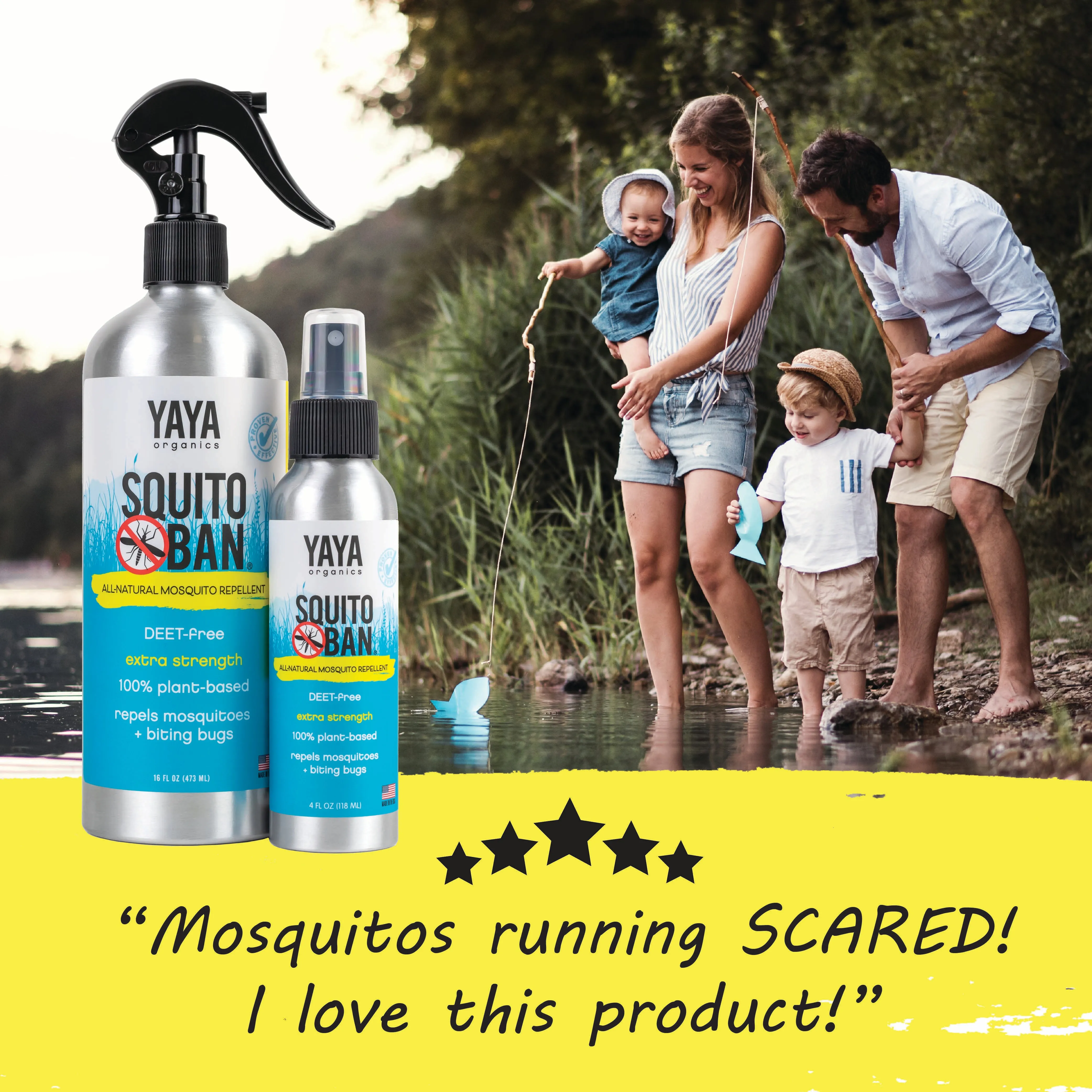 SQUITO BAN® All-Natural Mosquito Repellent BUNDLE (16 oz / 4 oz )