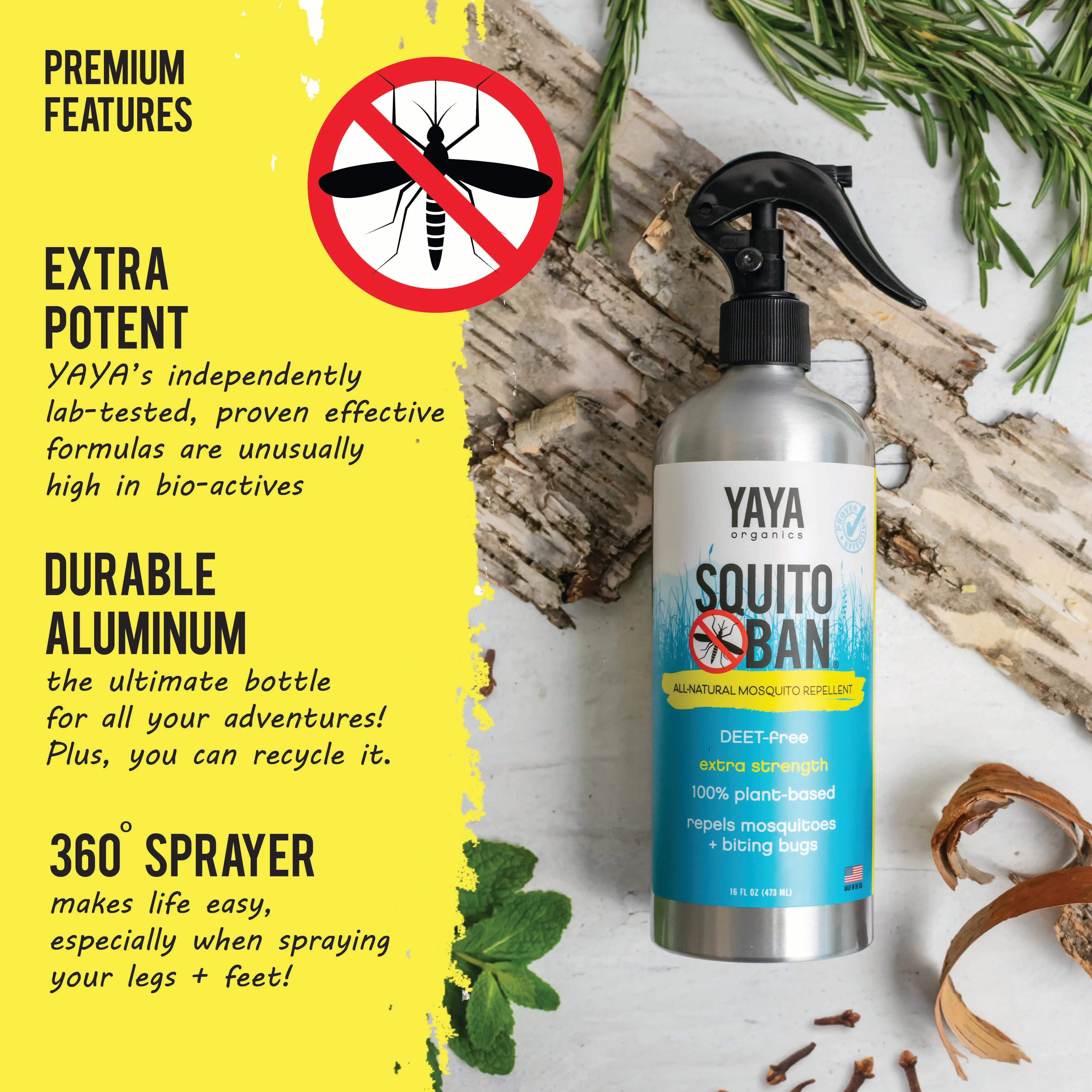 SQUITO BAN® All-Natural Mosquito Repellent BUNDLE (16 oz / 4 oz )