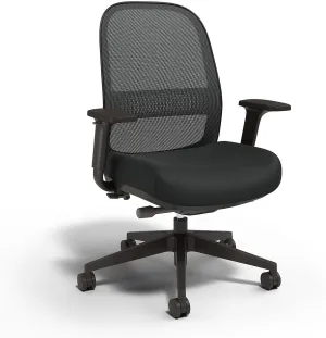 Staples Workplace 2.0 Bedford Ergonomic Office Desk Chair, Breathable Mesh Back & Fabric Swivel Seat, Adjustable Height, Lumbar Support, Black