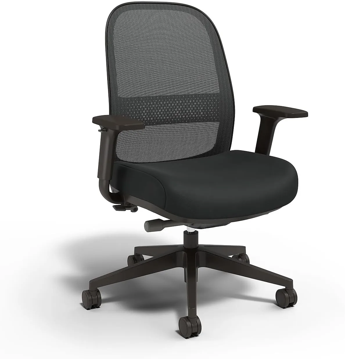Staples Workplace 2.0 Bedford Ergonomic Office Desk Chair, Breathable Mesh Back & Fabric Swivel Seat, Adjustable Height, Lumbar Support, Black