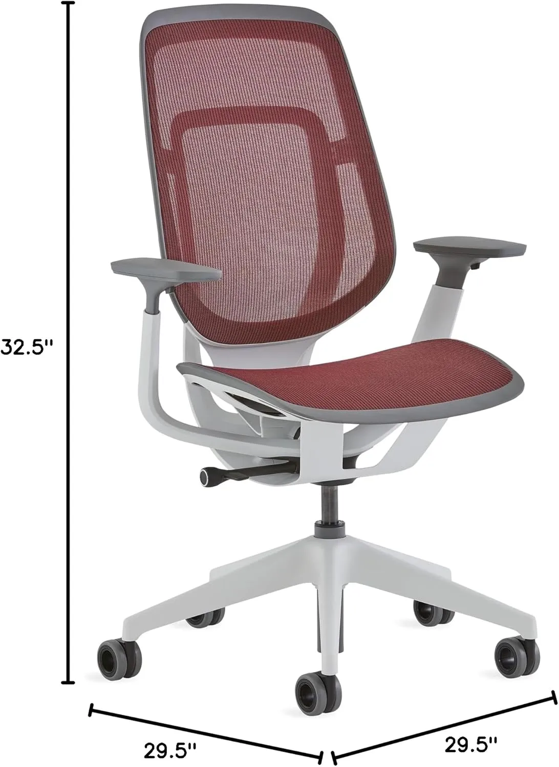 Steelcase Karman Mesh Ergonomic Desk Chair - Adjustable Desk Chair - 4 Points of Adjustability - Lumbar Support - Seagull Frame & Merlot Mesh
