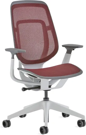 Steelcase Karman Mesh Ergonomic Desk Chair - Adjustable Desk Chair - 4 Points of Adjustability - Lumbar Support - Seagull Frame & Merlot Mesh