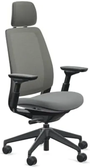 Steelcase Series 2 Office Chair with Headrest, Graphite Frame, Air Back with 3D Microknit Cogent Connect Graphite