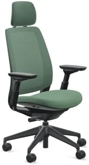 Steelcase Series 2 Office Chair with Headrest, Graphite Frame, Air Back with 3D Microknit Cogent Connect Jungle