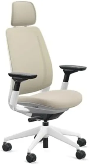 Steelcase Series 2 Office Chair with Headrest, Seagull Frame, Air Back and 3D Microknit Cogent Connect Malt