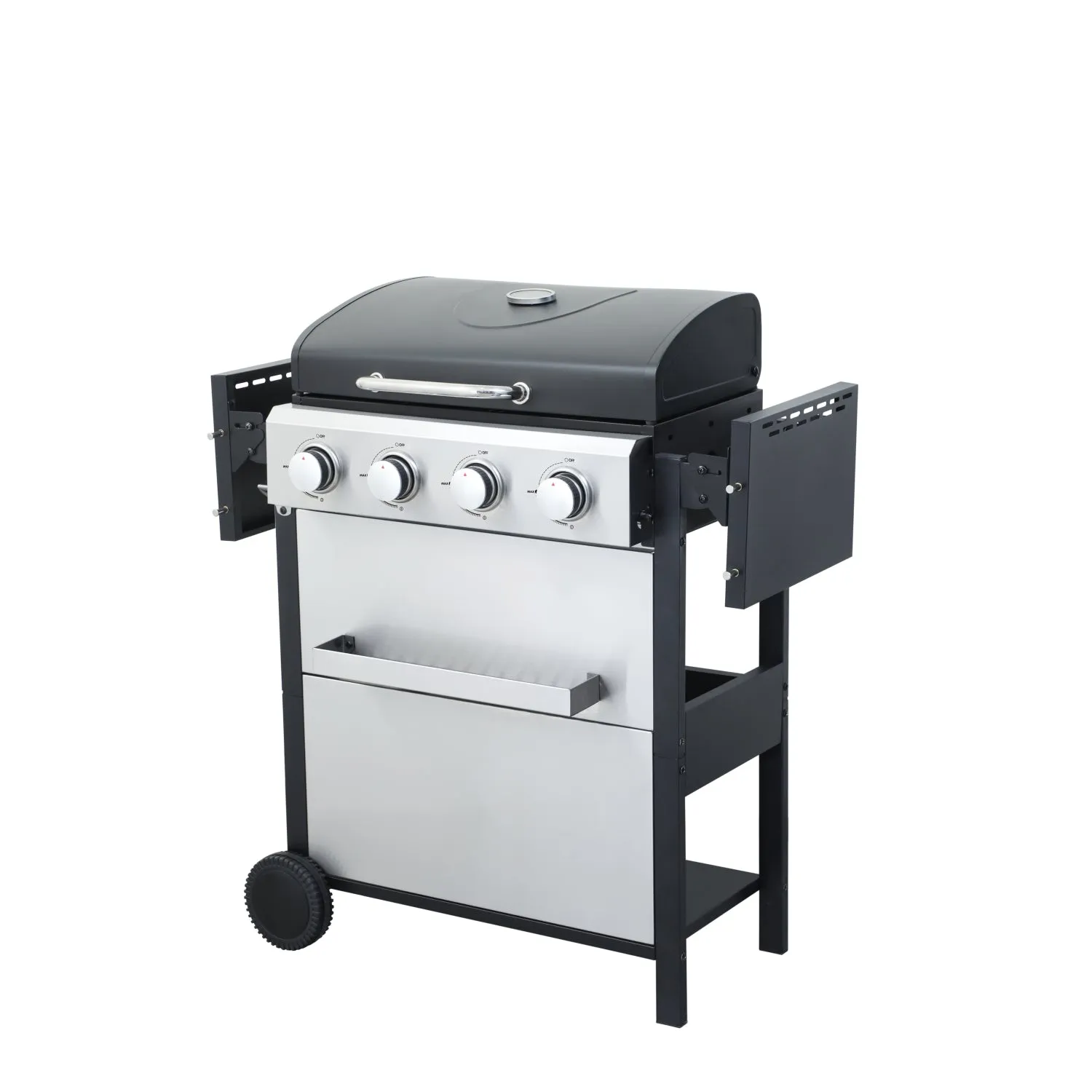 Streamdale 4-Burner Propane BBQ Grill, Foldable Table, Basket, Stainless Steel