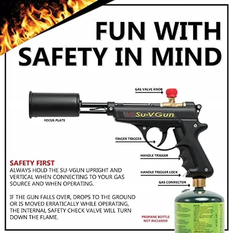 Su-Vgun Grill Torch Set - Charcoal Starter - Includes Propane Bottle Stand and 8” Hose - Professional Cooking, Grilling and BBQ Tool