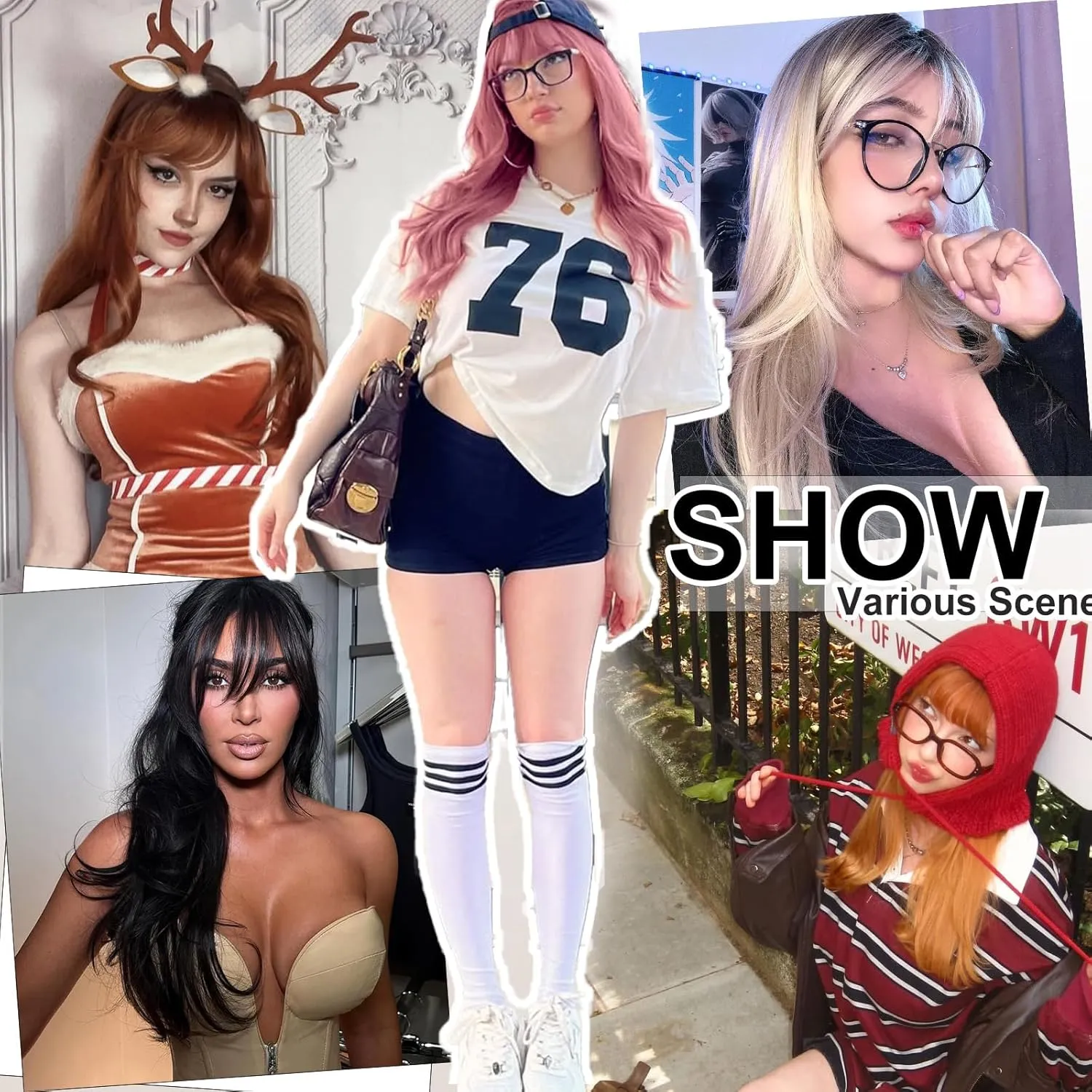 SUKRI Ginger Wig for Women 26 Inch Layered Ginger Orange Wigs with Bangs Long Wavy Synthetic Heat Resistant Wig for Daily Cosplay
