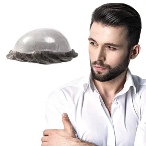 Superhairpieces Men's Toupee Hairpiece NHD111 Natural Human Remy Hair 8"x10" Hair Wig 0.1mm Thinnest Skin Base Hairpiece All V-looped Invisible handmade 95% High-Density Men's toupee (Jet Black)