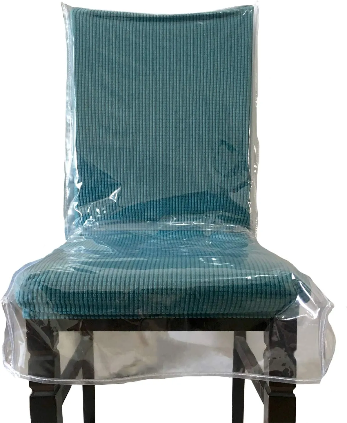 Swanna Plastic Dining Chair Covers with Backrests, PVC Clear Chair Seat Cover, Waterproof Kitchen Protector Chair Slipcover for Party No Dust/Dirt/Spill, Fit W/21 x D/18 Inch (4 Pack)