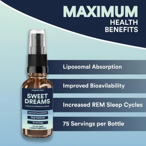 Sweet Dreams Liposomal Melatonin Spray | Fast Acting Bedtime & Jet Lag Sleep Spray for Adults | Liquid Melatonin for Sleep | 1fl. oz